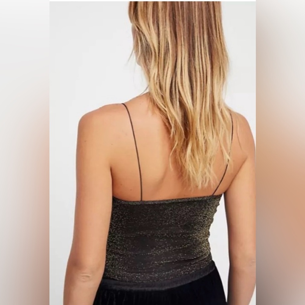 NWOT Free People Intimately Black & Gold Strappy Crop Top in XS/S - Picture 3 of 7